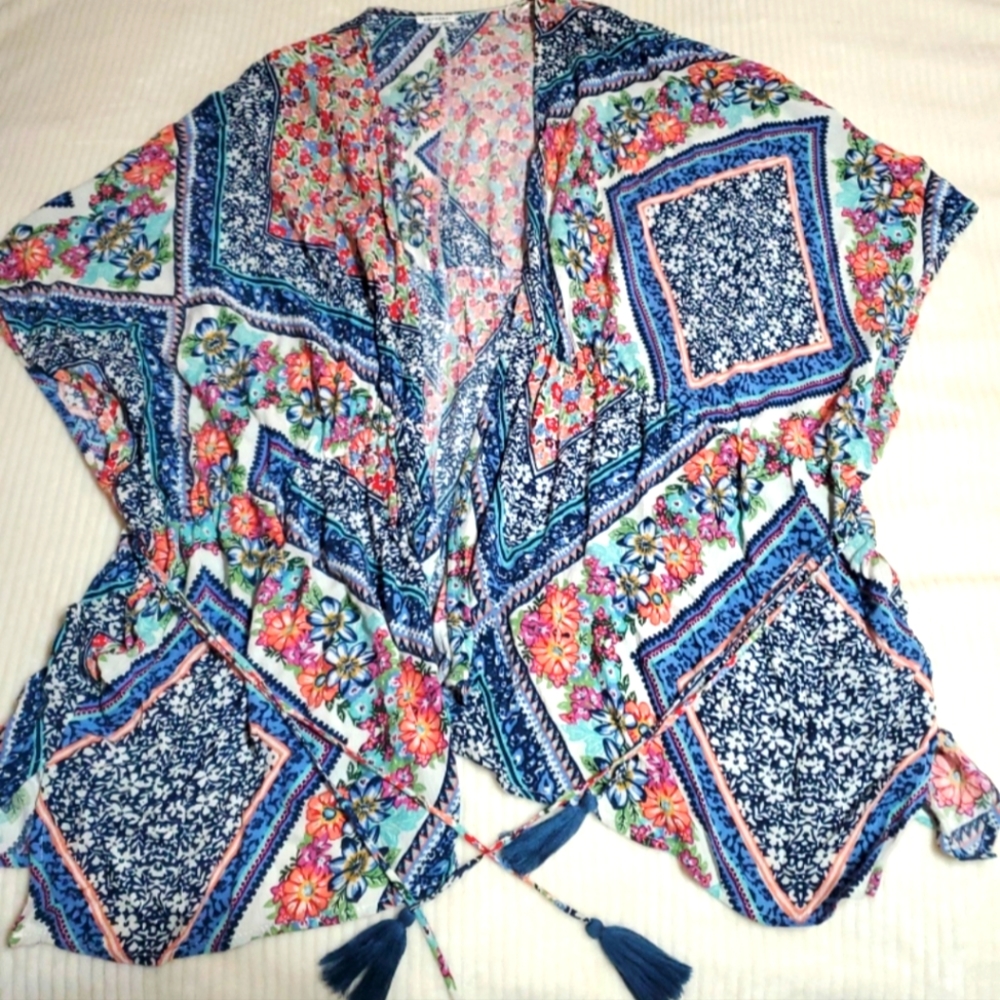 Spring Floral Kimono Wrap Shawl Boho